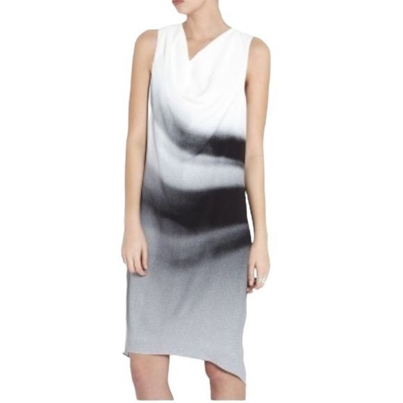 Helmut Lang Beam Shift Dress Sleeveless Hi-Low Midi 10 M Grey scale NWT - Picture 16 of 16